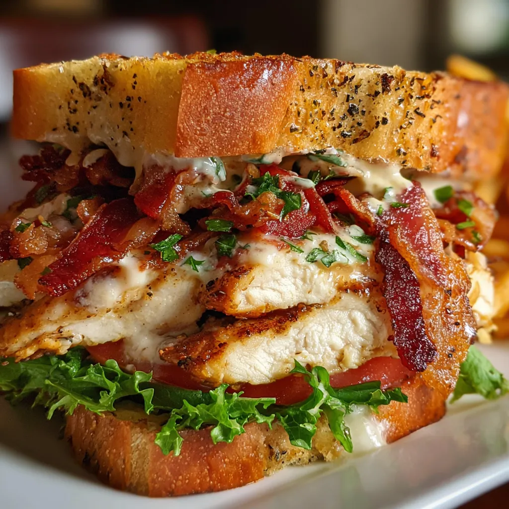 Ultimate Loaded Chicken Club Sandwich with Crispy Bacon and Avocado Ranch Spread - secondary view